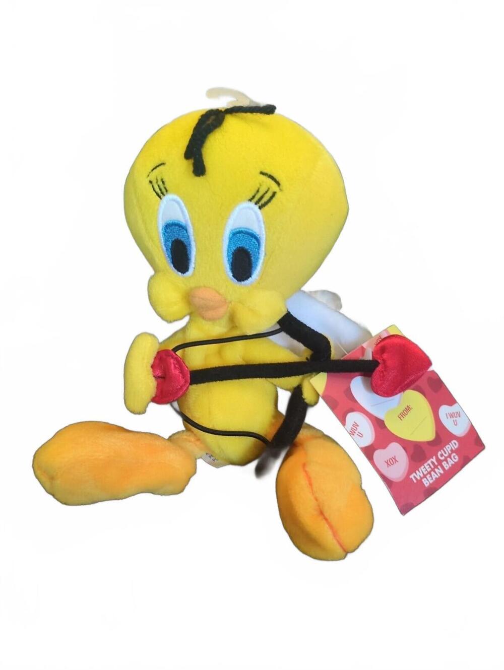 Warner Brothers 1998 Valentine's Day 8 Inch Tweety Cupid Bean Bag Plush NWT